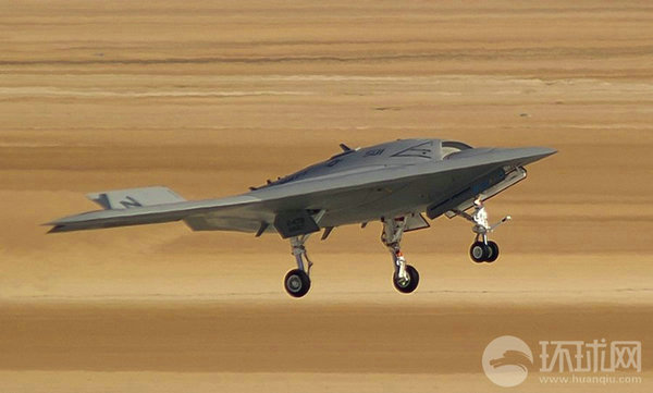 資料圖：X-47B無人機進行飛行測試。