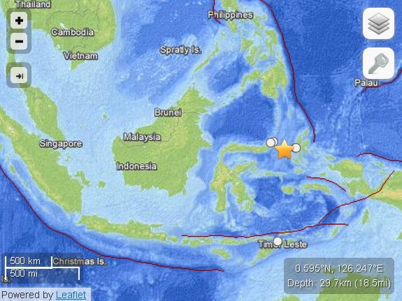 印尼海域發生5.8級地震震源深度29.7公里（圖）