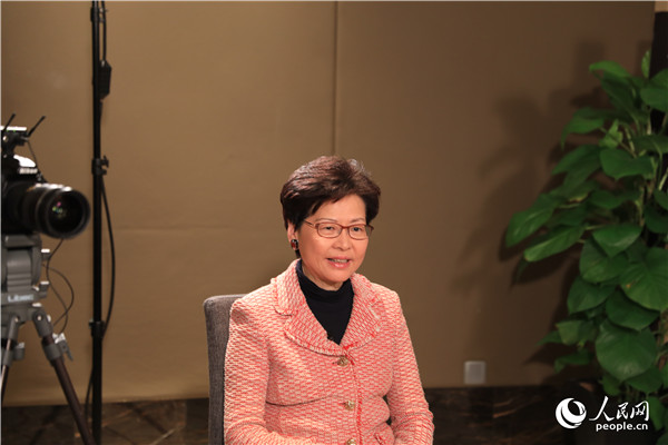 香港特別行政區(qū)行政長官林鄭月娥在北京接受人民網(wǎng)專訪。人民網(wǎng)記者 賈文婷攝
